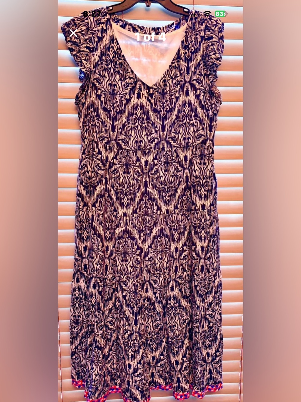 THML Navy, White, Pink Printed Sleeveless Maxi Shift EUC Size-Latge